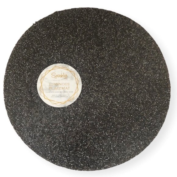 Sparkles Home Luminous Black Silver Placemat Charger Glam Rhinestone Halloween - Picture 2 of 3